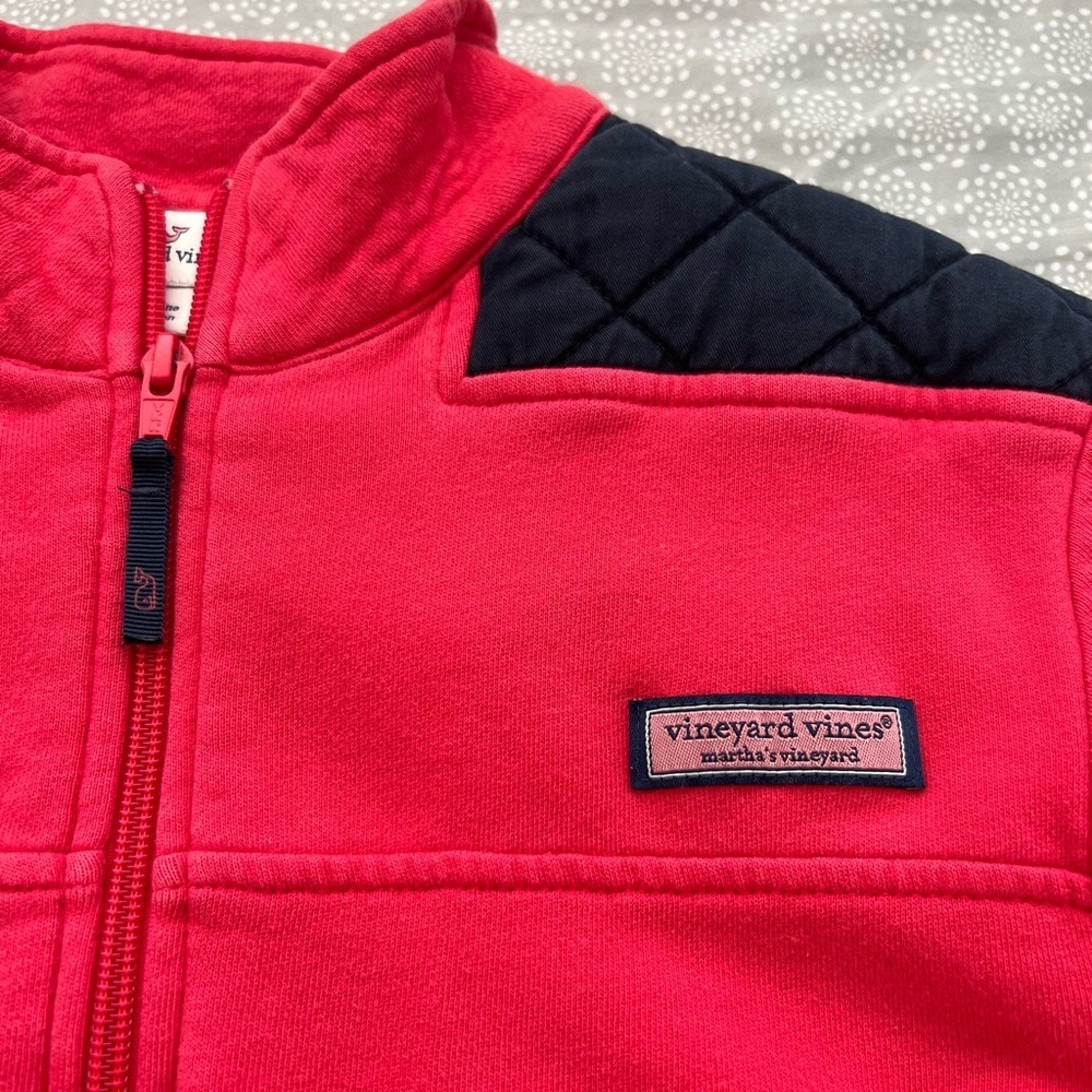Vineyard Vines Salmon and Navy Quilted Shep Shirt Women’s